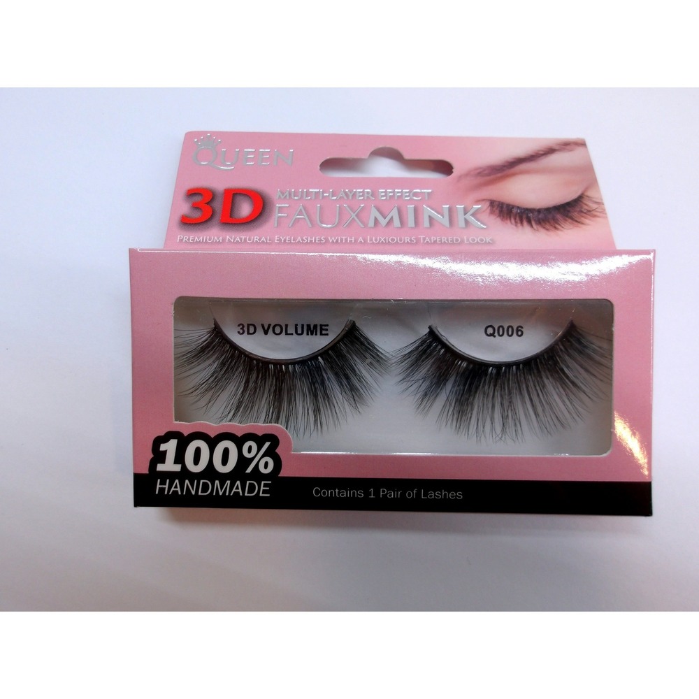 Queen 3D Faux Mink Premium Eyelashes Q006 3D Volume 100% Handmade 1 Pair /#26827